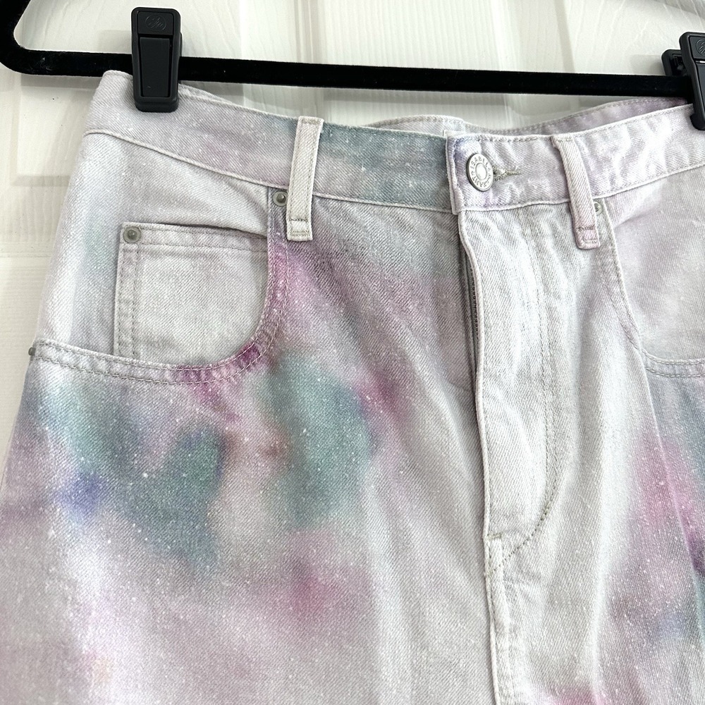 Isabel Marant Etoile Corfy Trousers White Bleached Tie Dye Denim Cotton Jean 36 - Picture 5 of 13